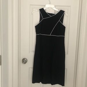 Donna Degnan Black Dress w/ White Piping, Size 4